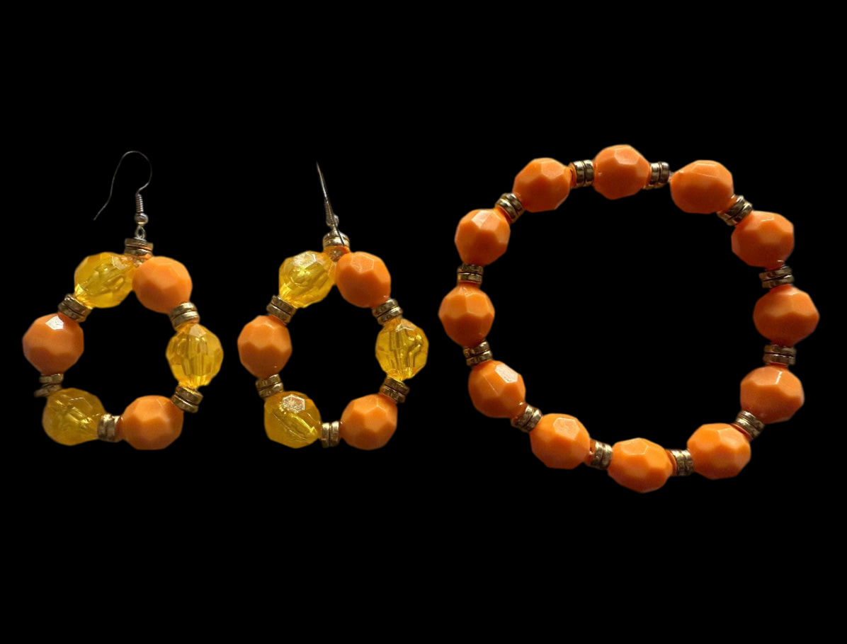 Orange bracelet & ear rings