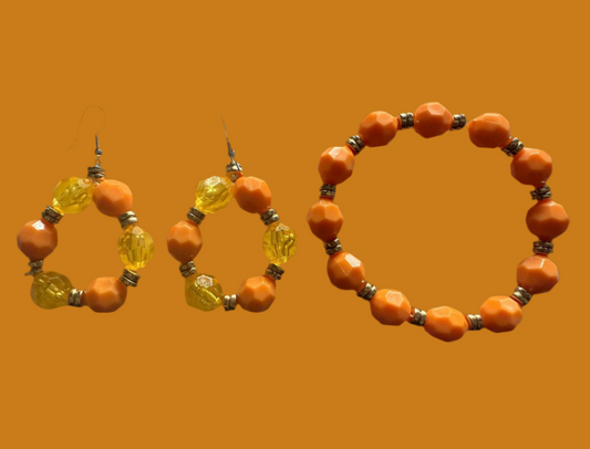 Orange bracelet & ear rings