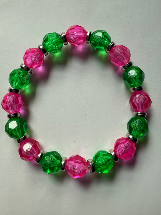 Acrylic Pink & Green Bracelet