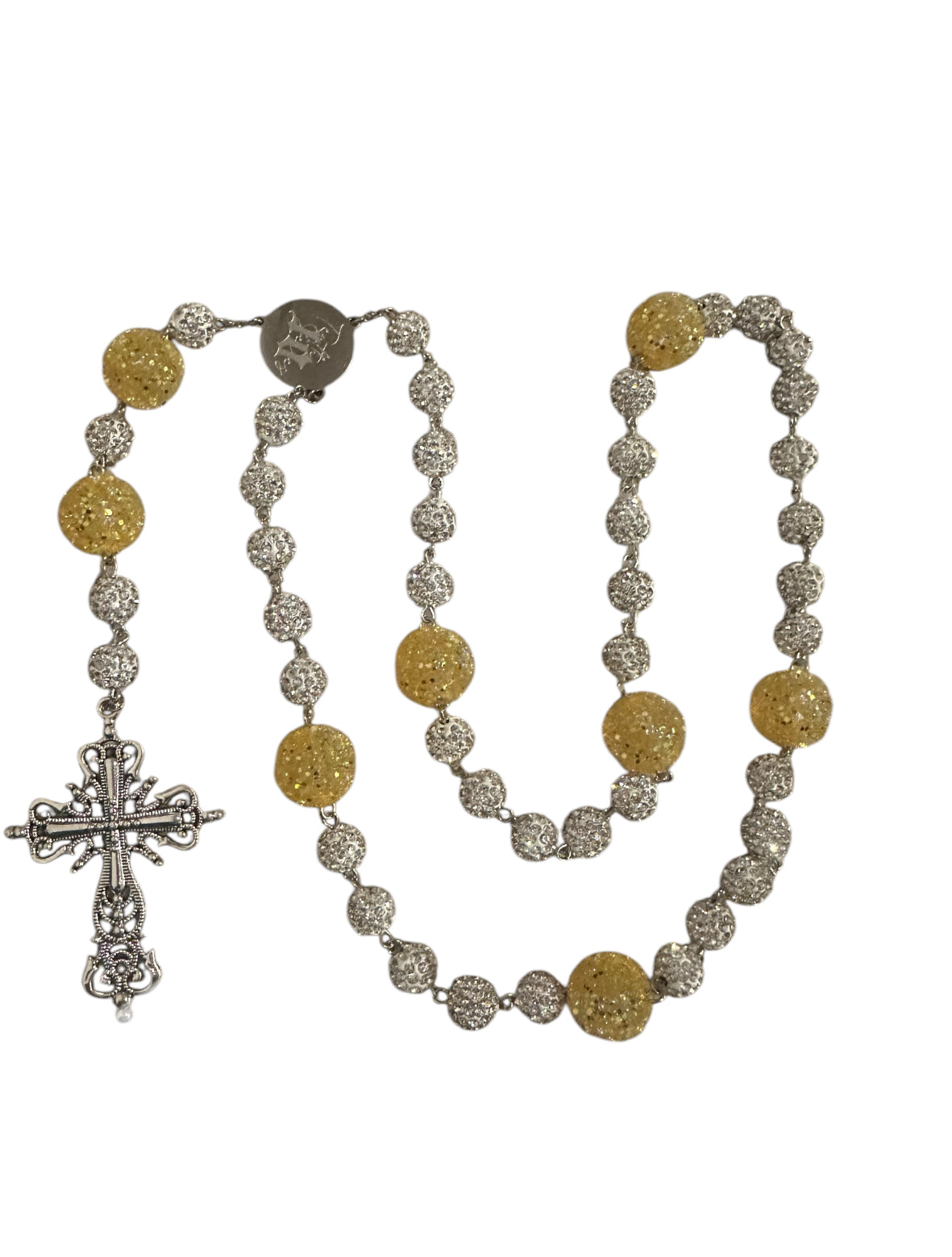 Crystal Gold Necklace + Silver Cross