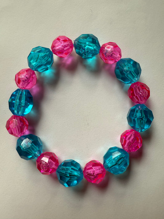Acrylic pink & blue bracelet