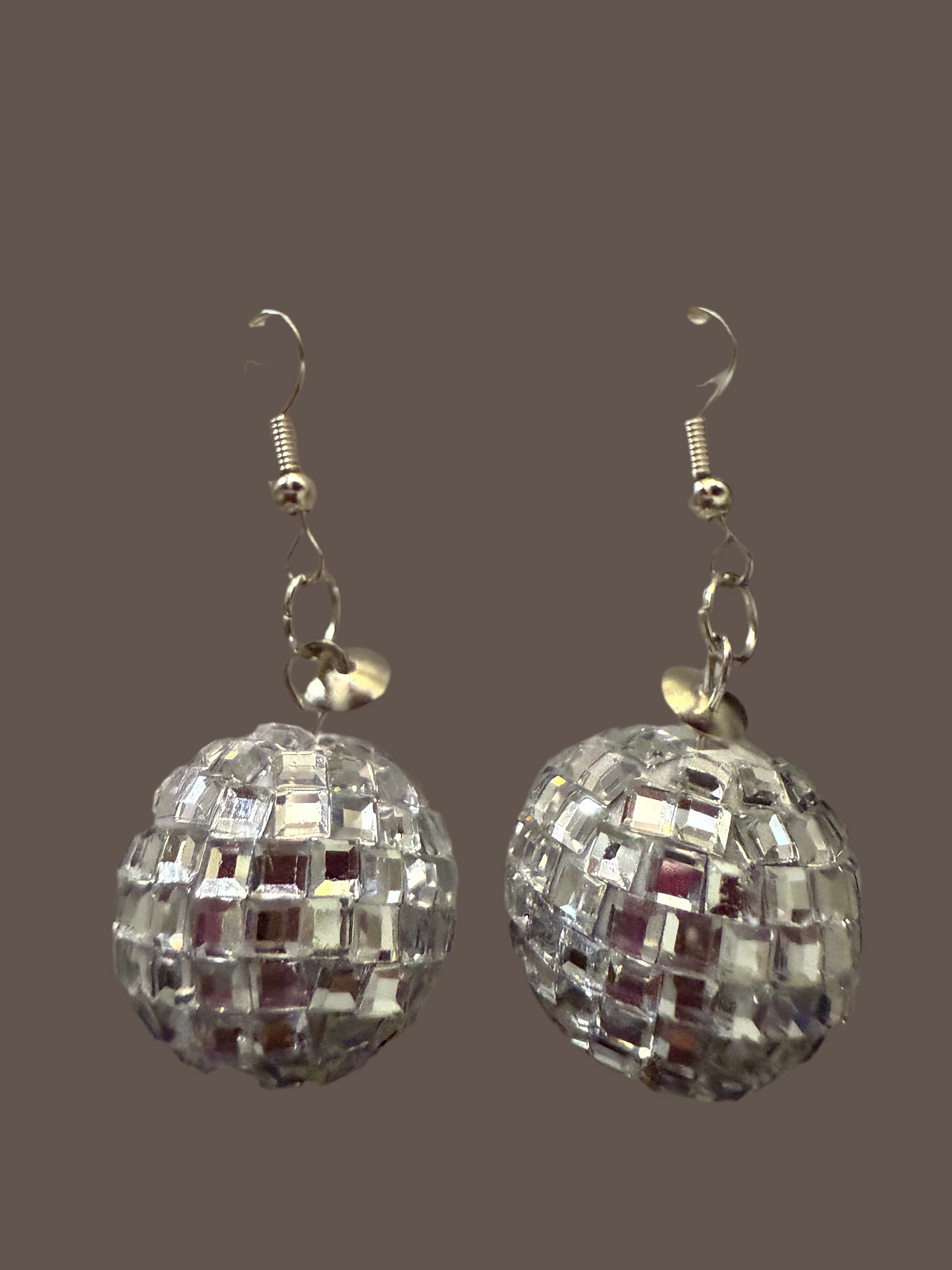Silver mirror ear rings