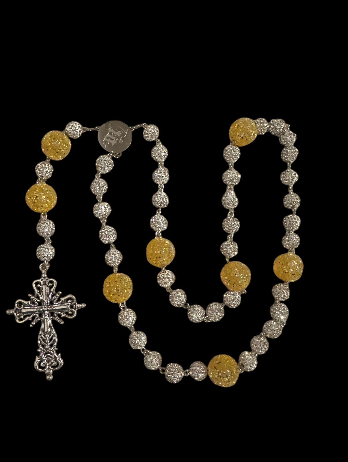 Crystal Gold Necklace + Silver Cross