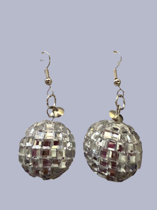 Silver mirror ear rings