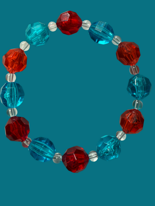 Acrylic red & blue bracelet