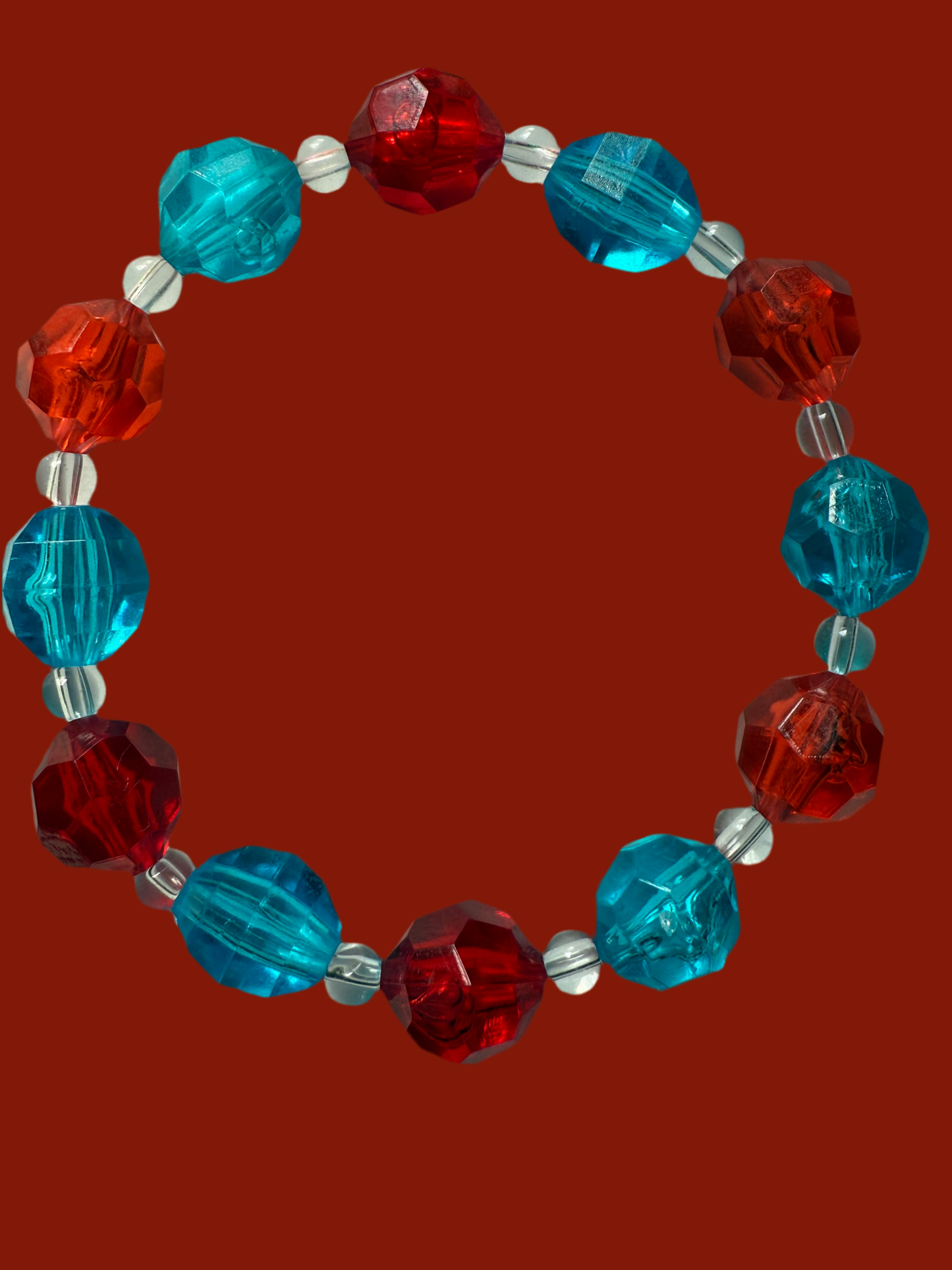 Acrylic red & blue bracelet