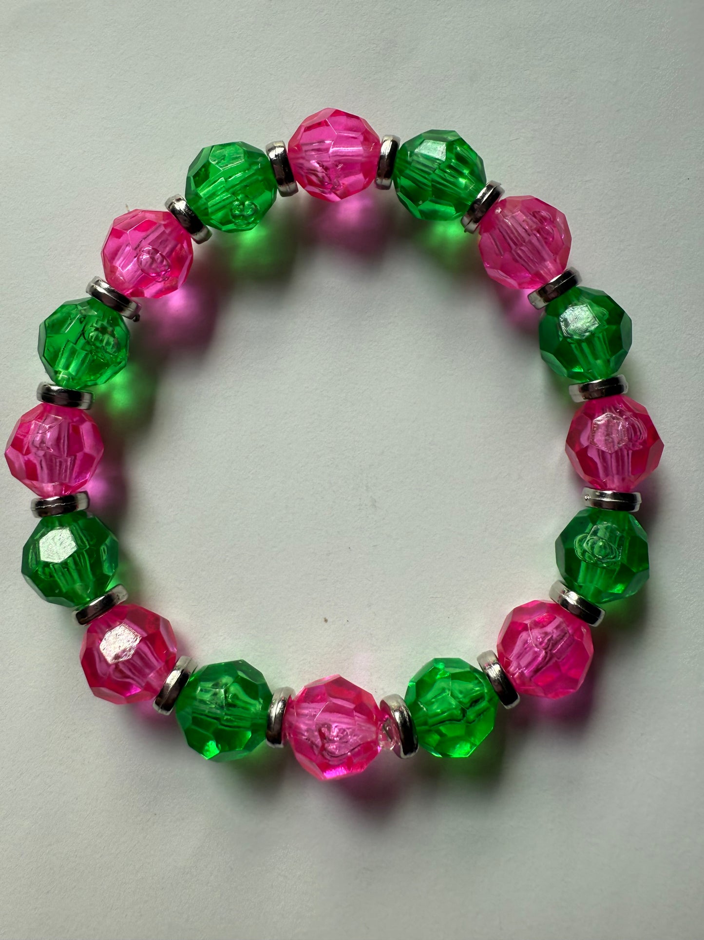 Acrylic Pink & Green Bracelet