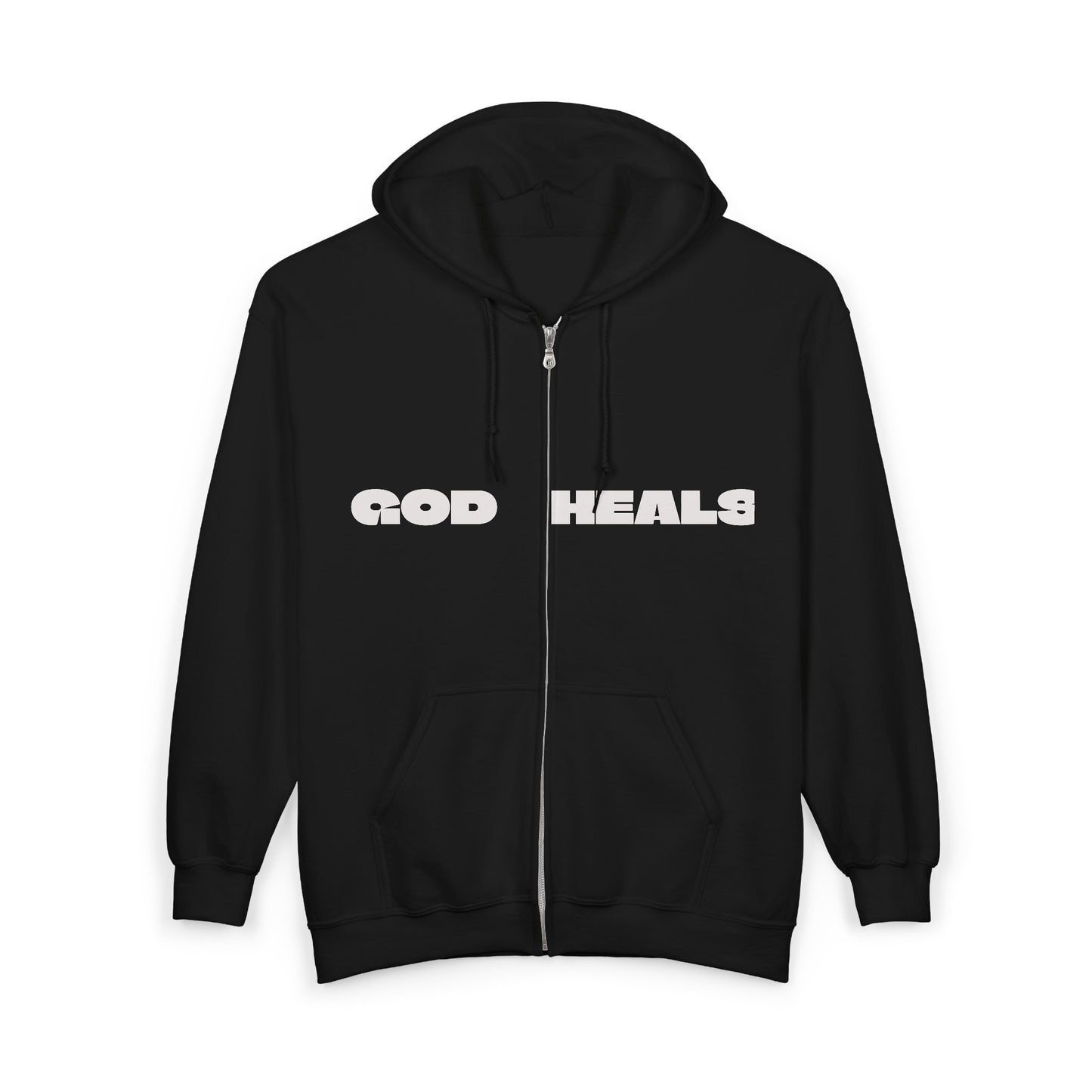 God Heals Zip Hoodie — Inspirational Christian Full-Zip Sweatshirt