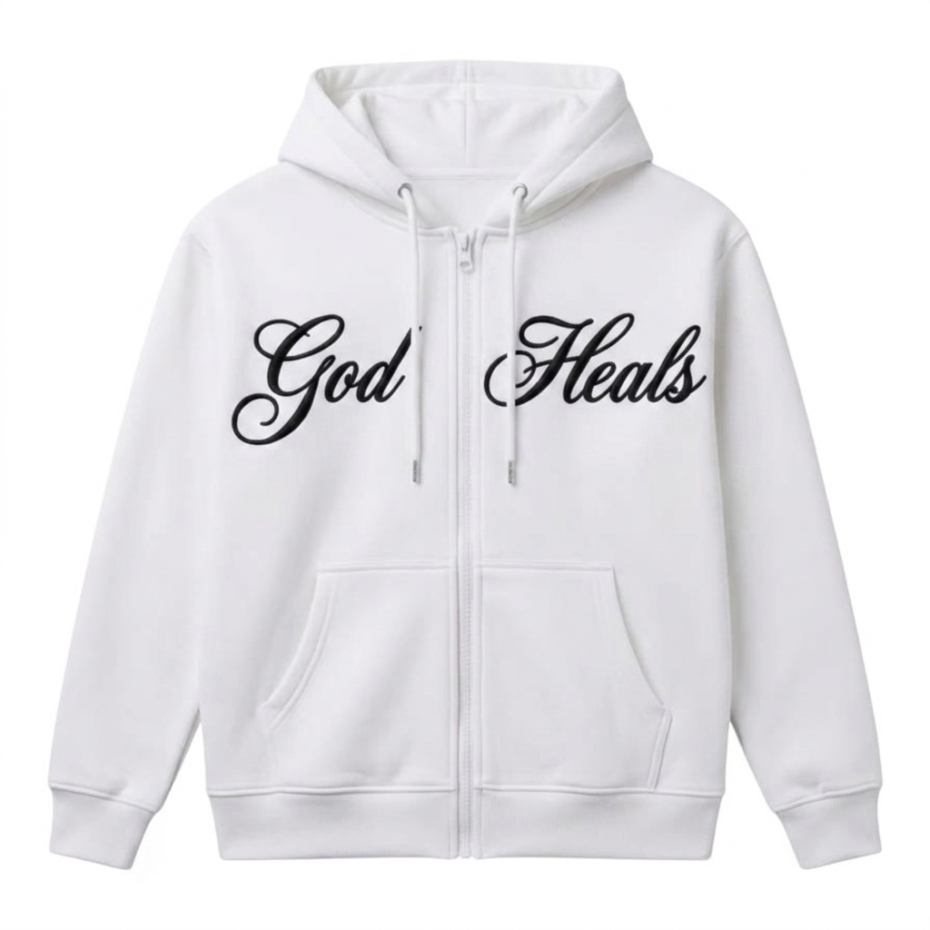 God Heals Hoodie- White