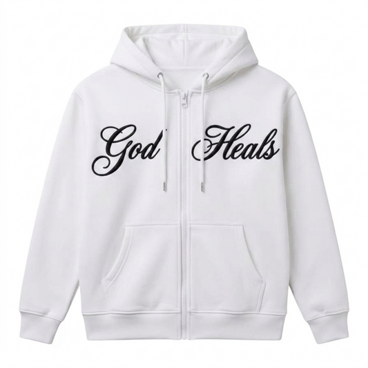 God Heals Hoodie- White