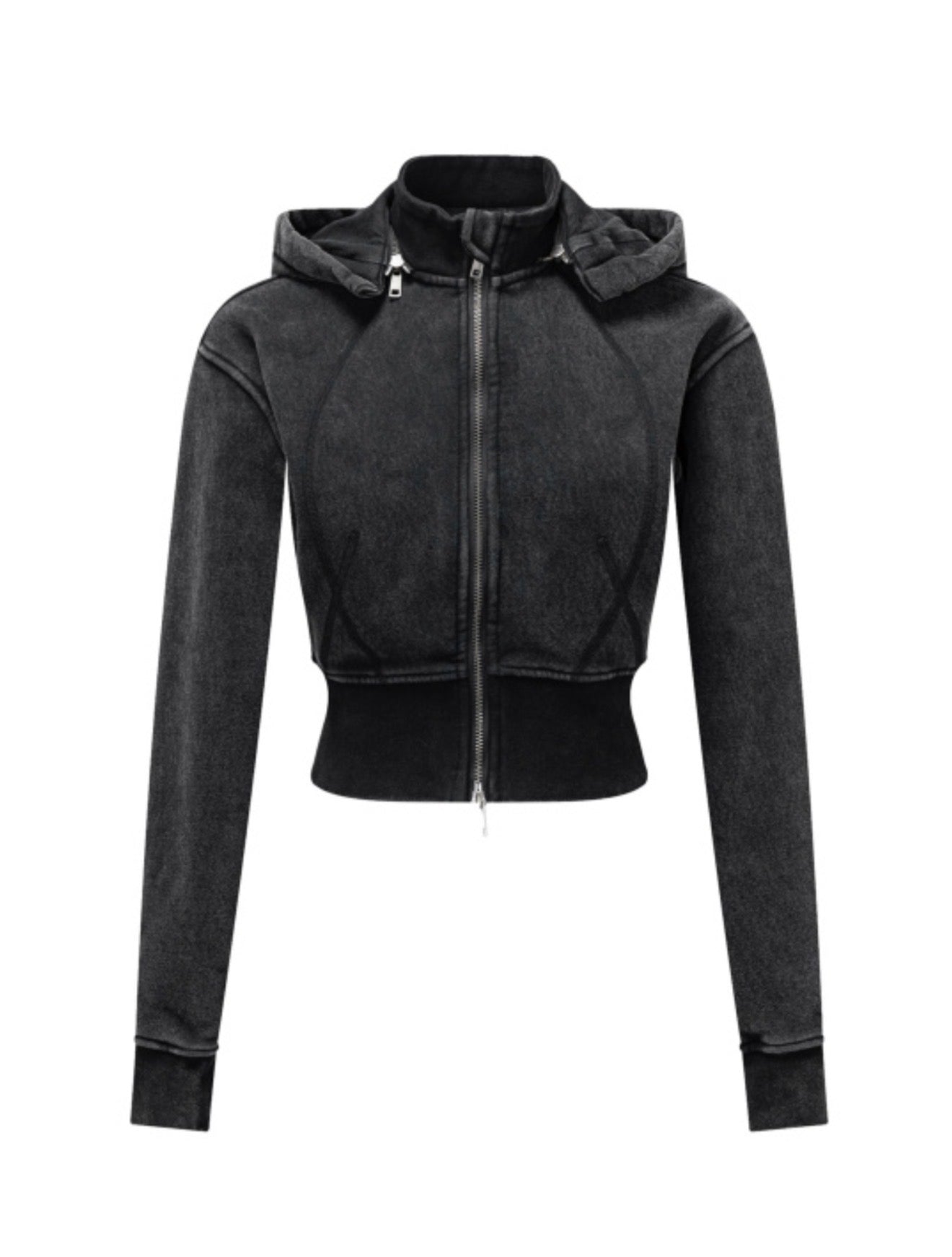 Angel Cropped Hoodie-Black
