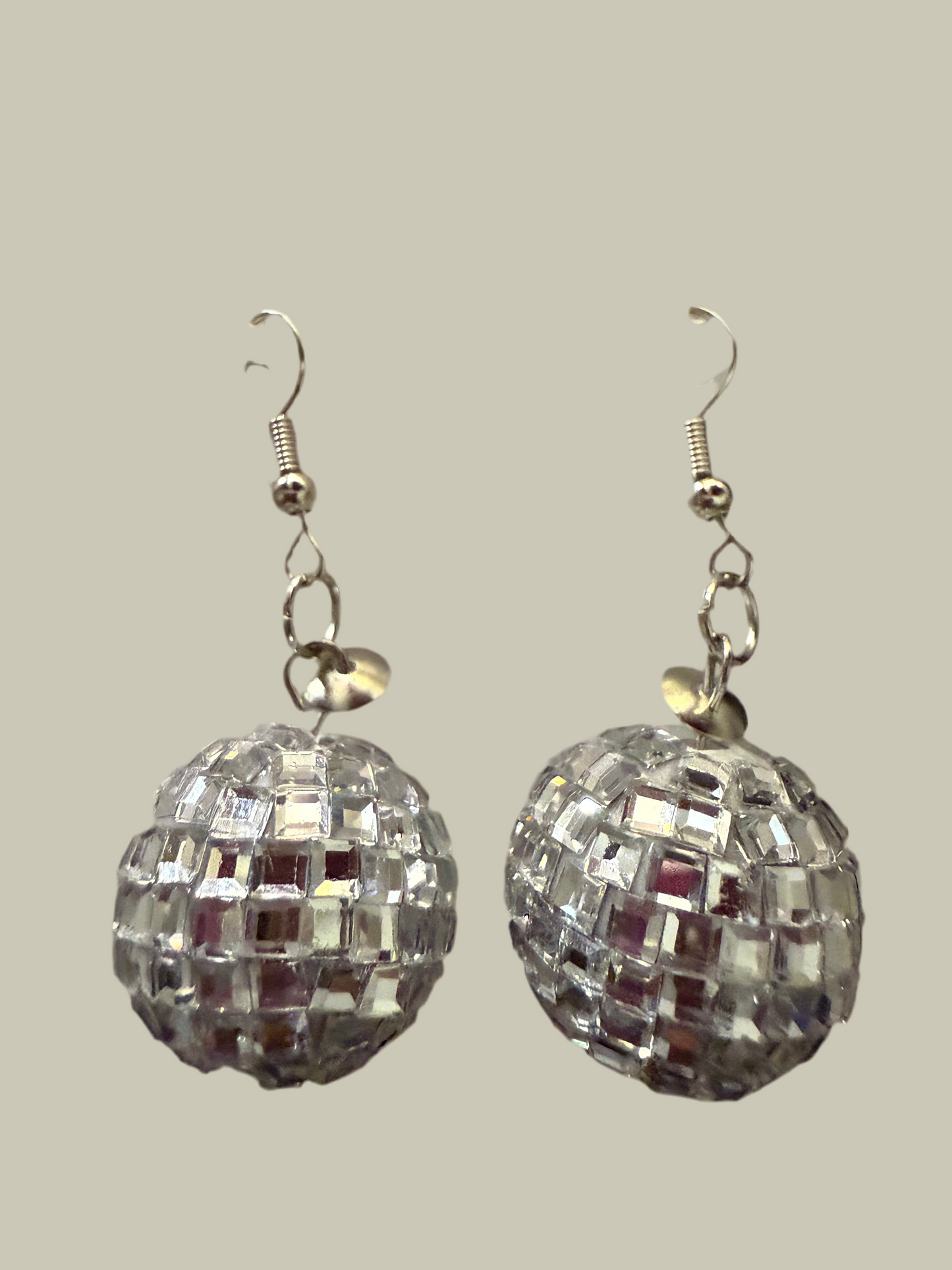 Silver mirror ear rings