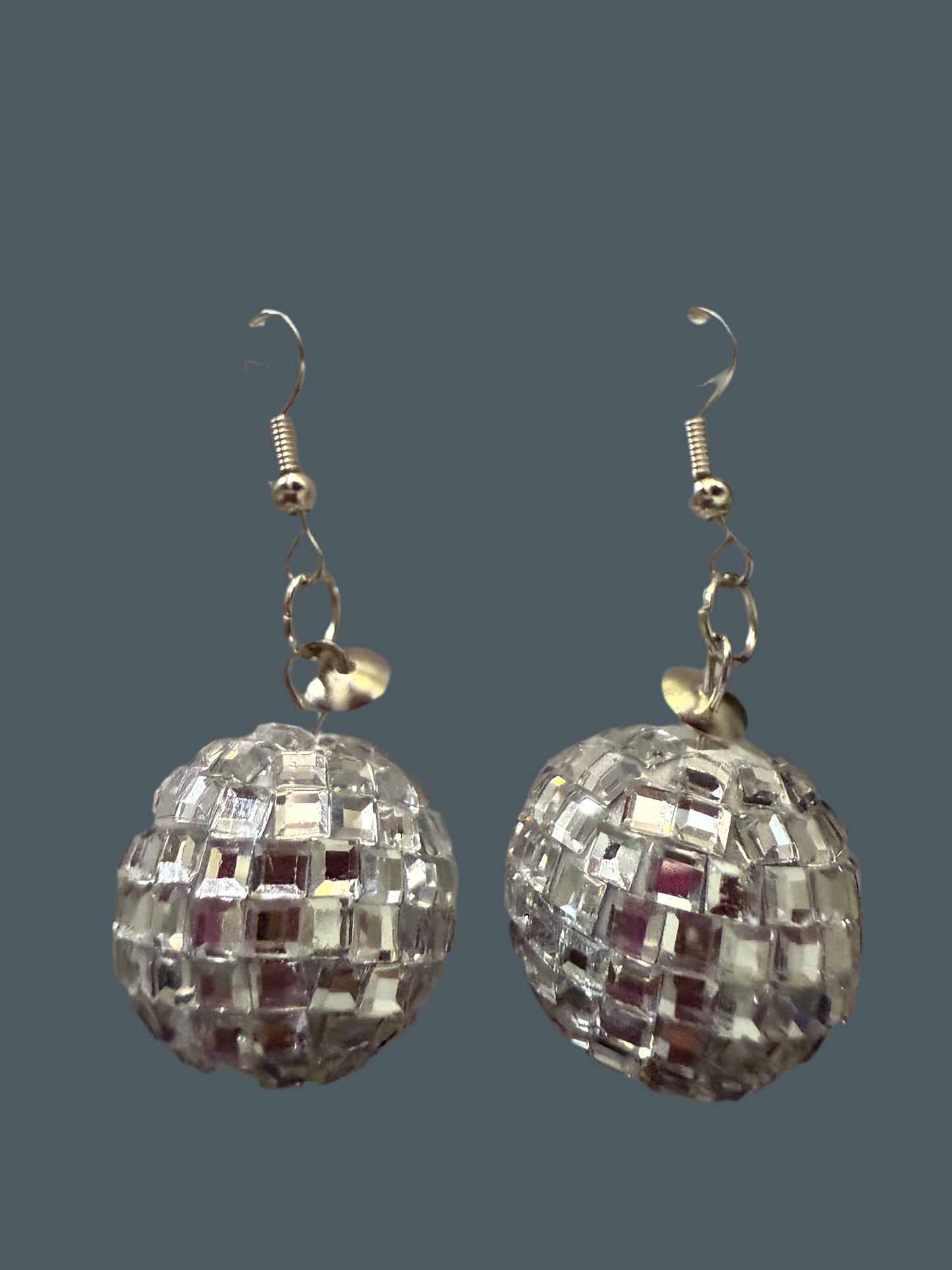 Silver mirror ear rings
