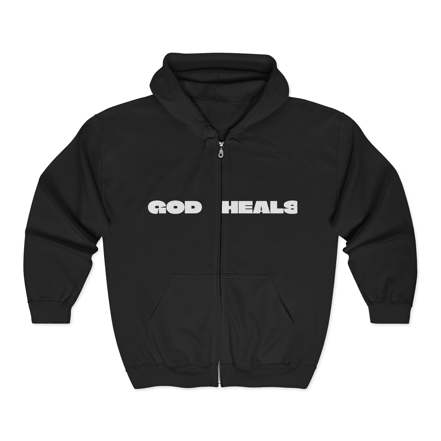 God Heals Zip Hoodie — Inspirational Christian Full-Zip Sweatshirt