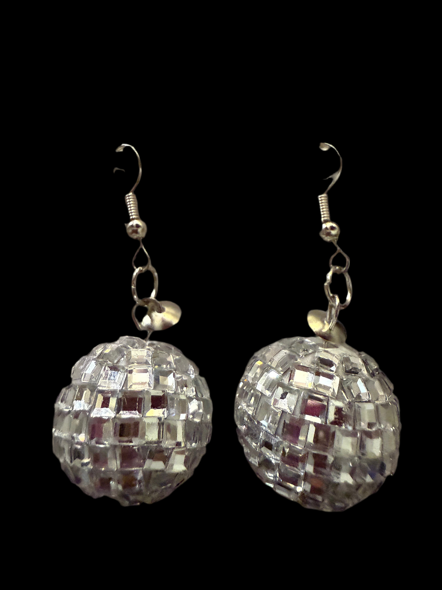 Silver mirror ear rings