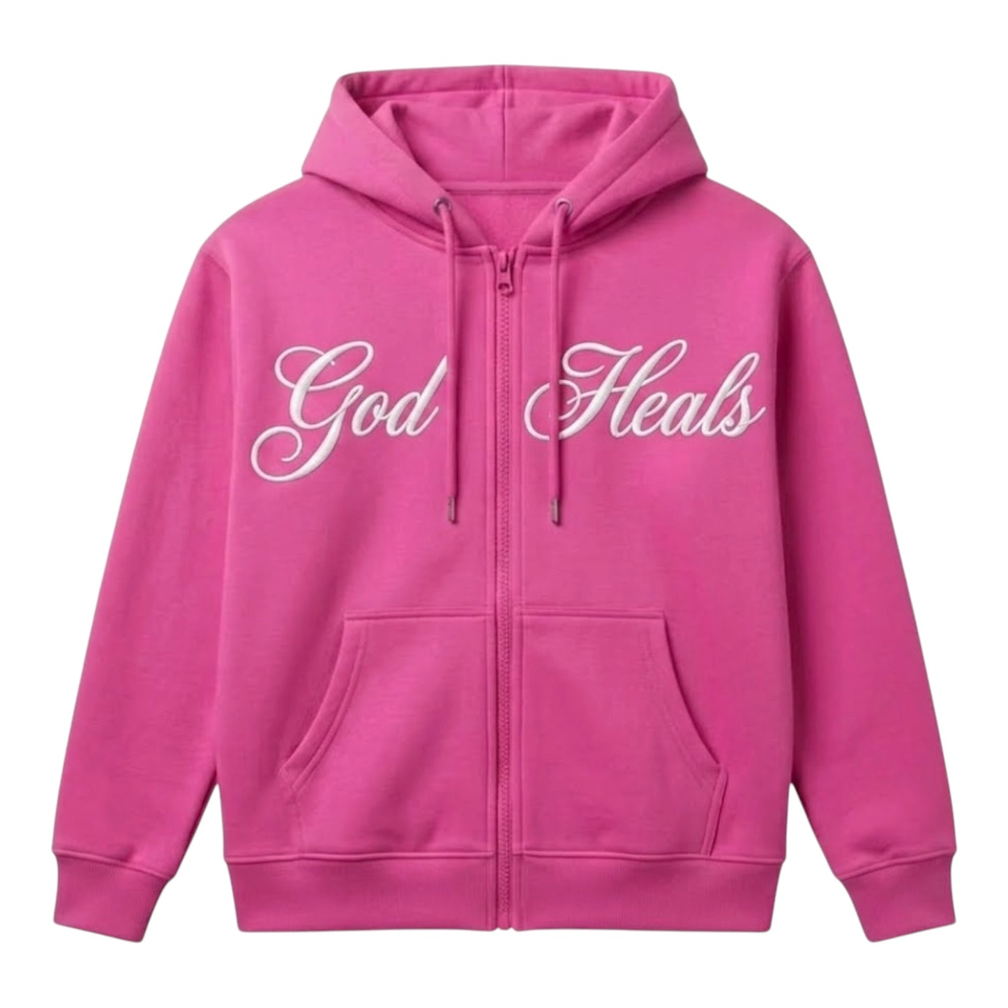 God Heals Zip Hoodie - Pink