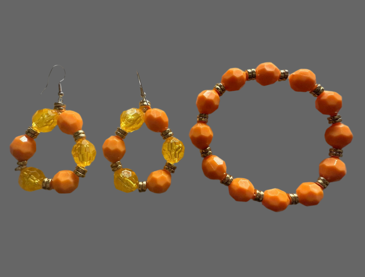 Orange bracelet & ear rings