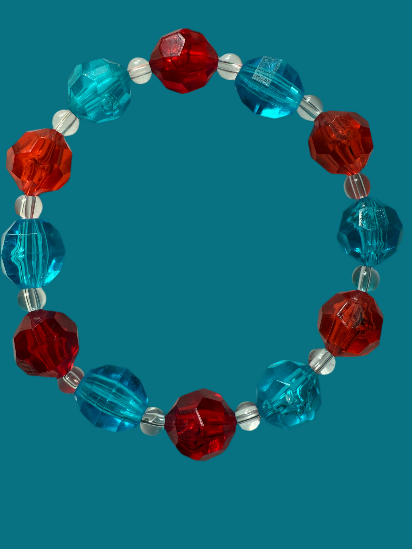 Acrylic red & blue bracelet