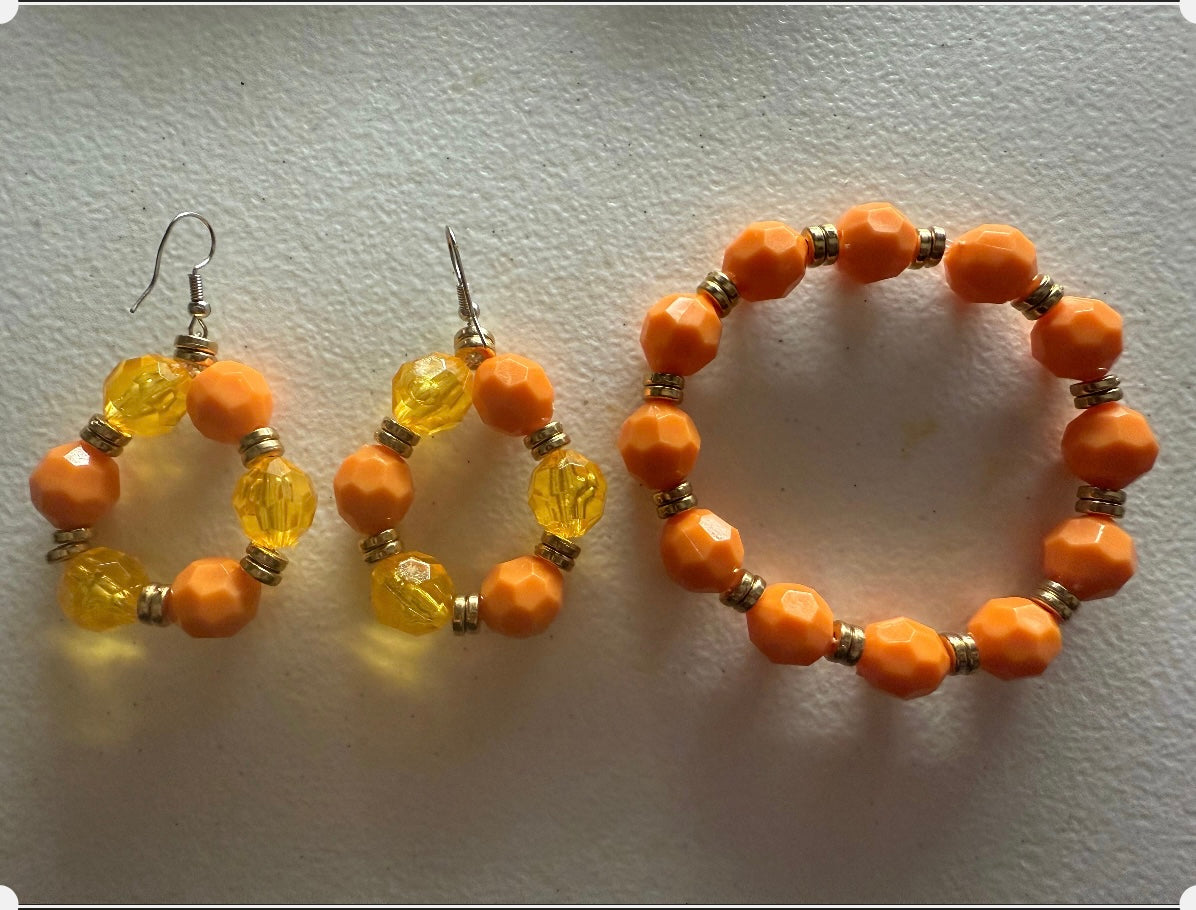 Orange bracelet & ear rings