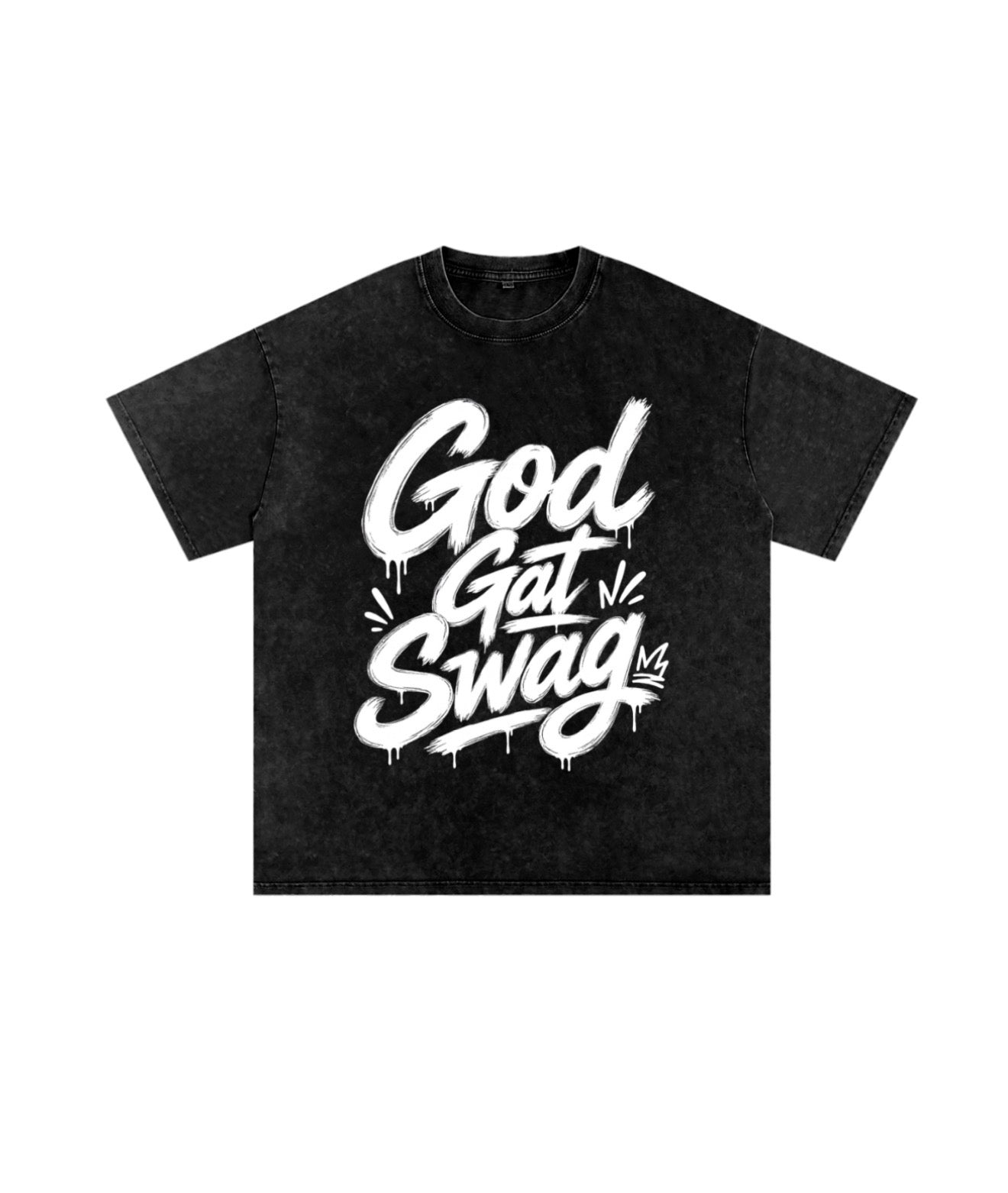 Boxy Snow Washed Oversized Cotton T-Shirt-Black