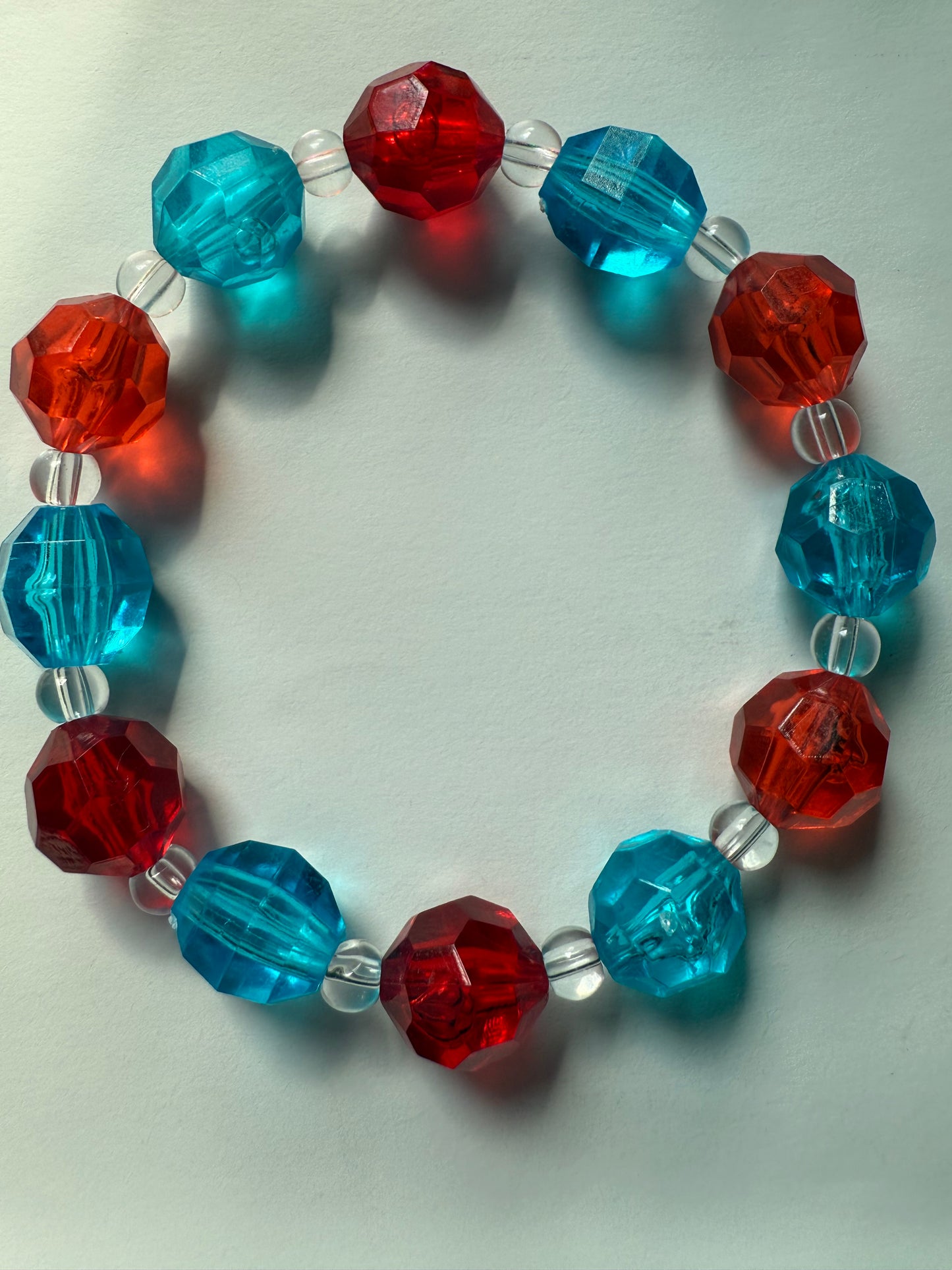 Acrylic red & blue bracelet